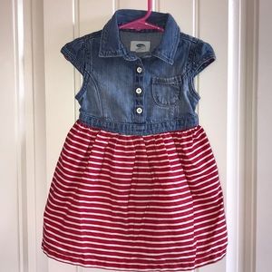 Size 2T Old Navy Red, White and Denim Dress